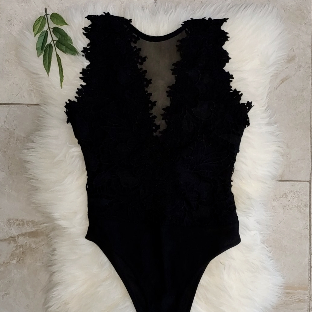 Sexy Black Lace Bodysuit